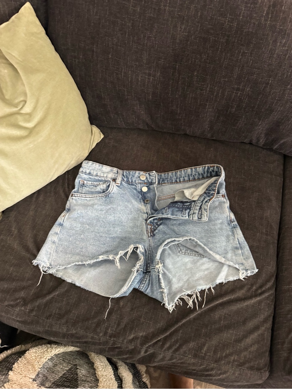 Light Wash Distressed Denim Shorts